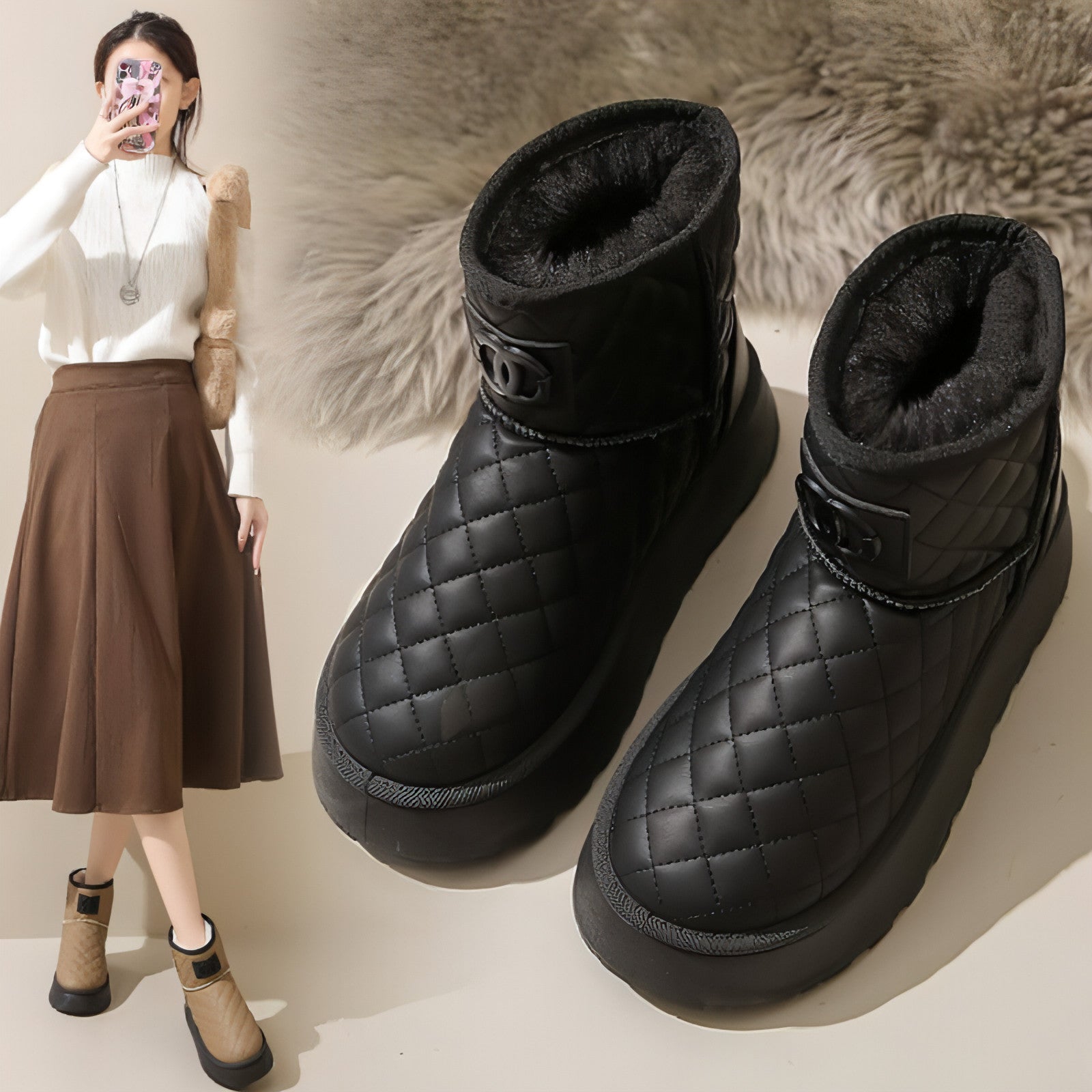 Γυναικείες χειμερινές μπότες  Thickened Fleece Plus Size